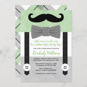 Petit homme baby shower invitation cravate verte