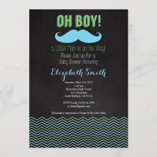 Petit Homme Mustache Baby shower Invitation Chalkb