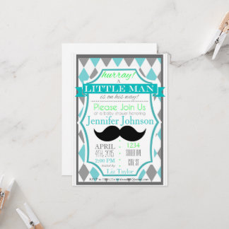 Petit Homme Mustache Baby Shower Invitations