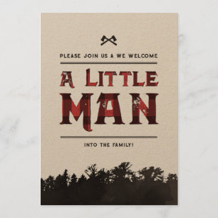 Petit Homme Plaid Couples Bois Douche Invitation