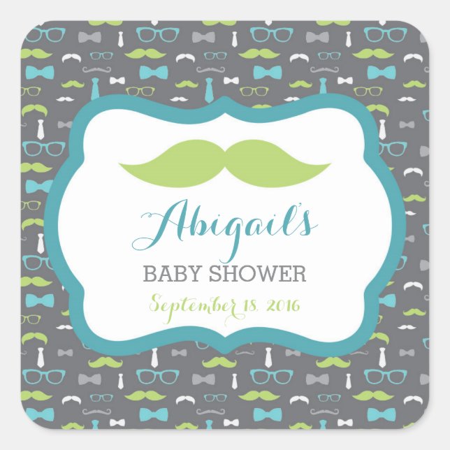 Petit Homme Sticker Baby shower, Turquoise, Vert,  (Devant)