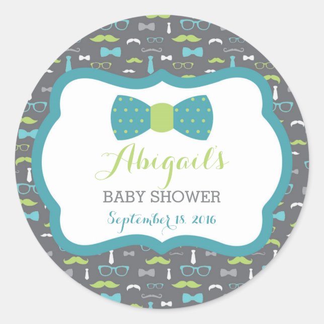 Petit Homme Sticker Baby shower, Turquoise, Vert,  (Devant)