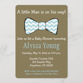 Petit invitation de baby shower de cravate d'arc