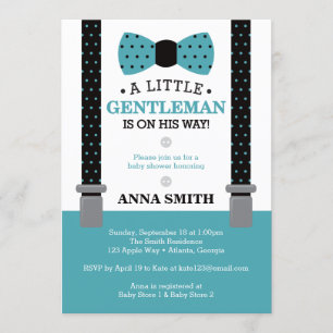 Petit invitation de baby shower de monsieur, Teal,