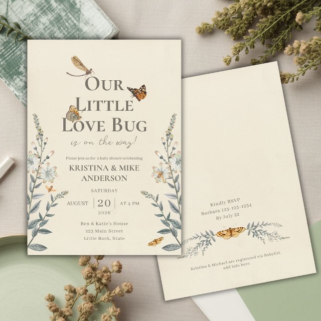 Petit Invitation Papillon Bohème Fleur Sauvage Lov (Créateur téléchargé)