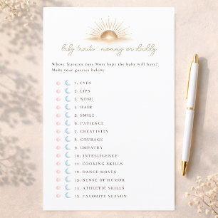 Petit jeu de Baby Shower Little Sunshine Traits de