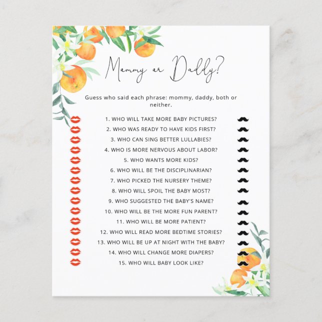 Petit jeu de baby shower maman ou papa (Devant)