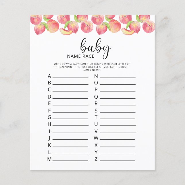 Petit jeu de course de noms de bébés Peach (Devant)