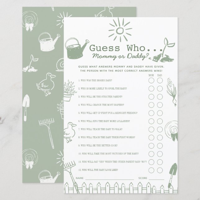 Petit jeu de devinette pour Baby Shower sur le thè (Devant / Derrière)