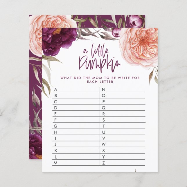 Petit jeu de douche fleurie citrouille devine le m (Devant / Derrière)