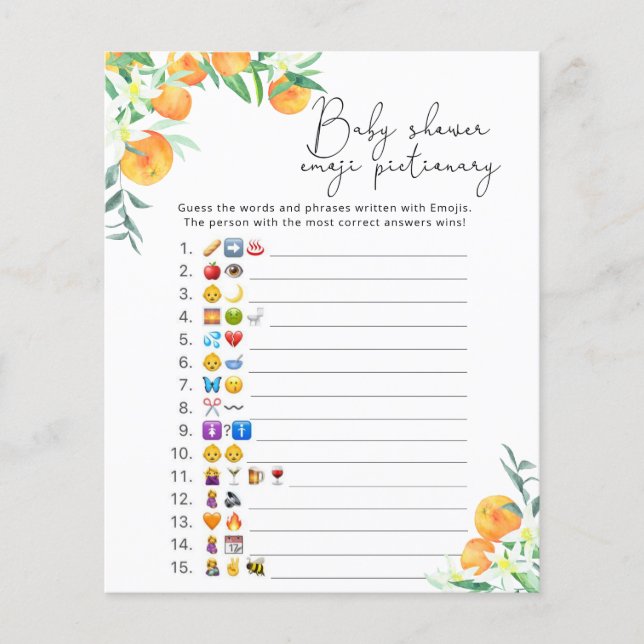Petit jeu de photos Emoji pour bébé shower (Devant)