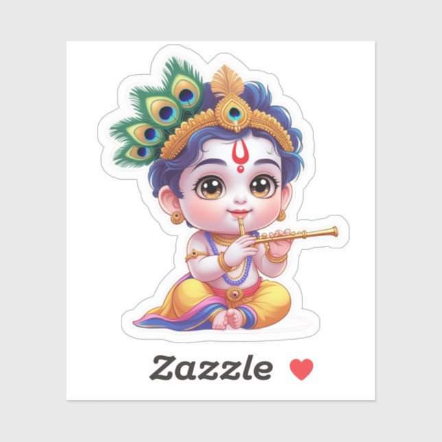 Petit Krishna - Autocollant Dieu hindou (Feuille)