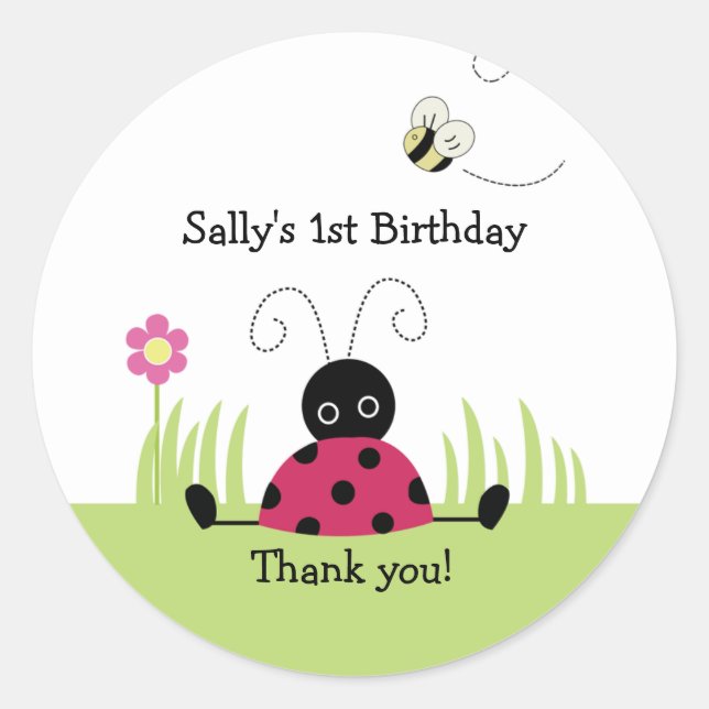 Petit Ladybug Favoriser Sticker Baby shower Annive (Devant)