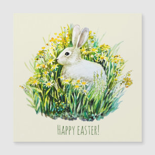 Petit lapin blanc et fleurs