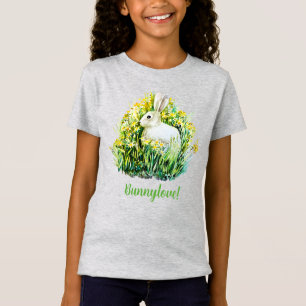 Petit lapin blanc et fleurs T-shirt