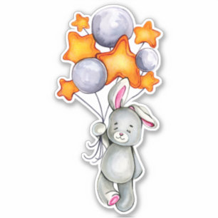 Petit Lapin Cute Animal Orange Gris Sticker
