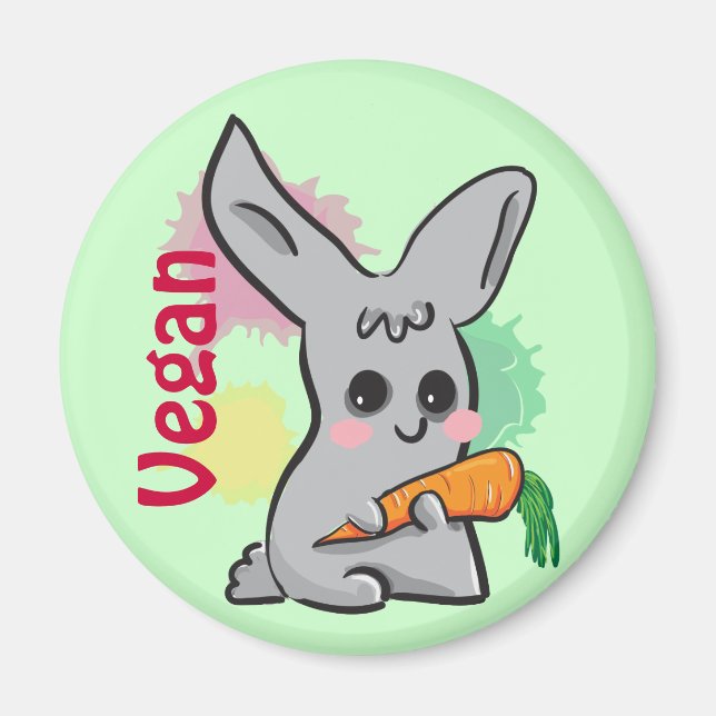 Petit lapin gris végétal mignon avec aimant carott (Devant)