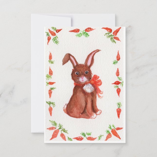 Petit lapin lapin Brown avec invitation à la carot (Devant)