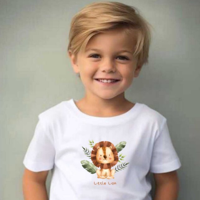 Petit Lion imprimé moderne blanc tshirt bébé (Créateur téléchargé)