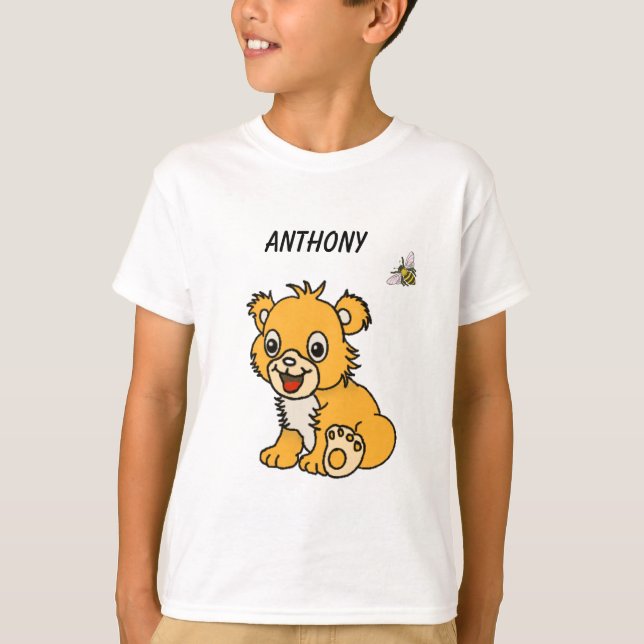 petit lion mignon avec T-shirt abeille (Devant)