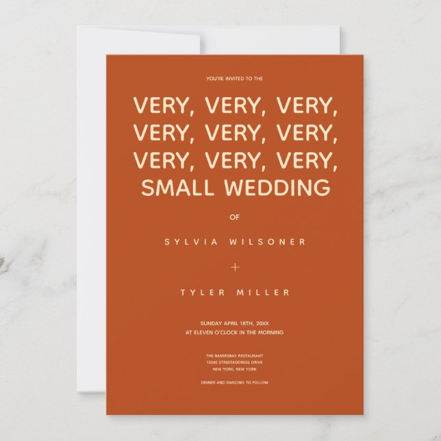 Petit Mariage Brûlé Orange Typographie Minimale (Devant)