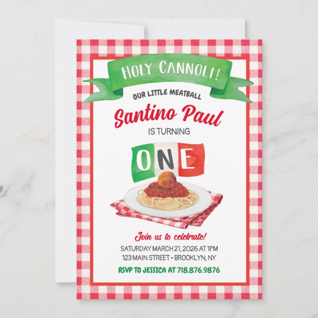 Petit MEATBALL 1er INVITATION D'ANNIVERSAIRE  (Devant)