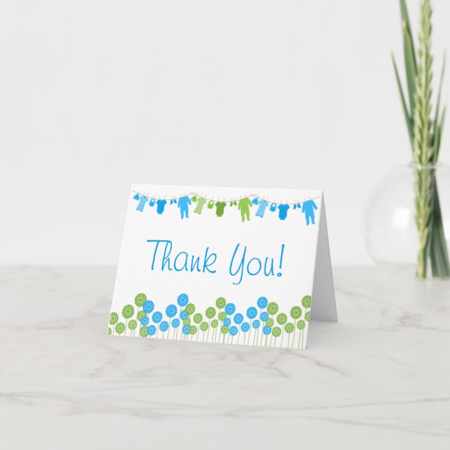 Petit Merci bleu et vert de baby shower de (Devant)