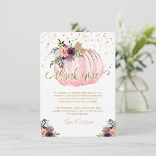 Petit Merci de Baby shower Citrouille 4,5 x 6,25