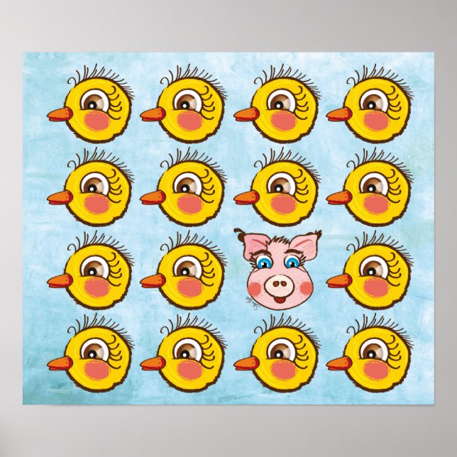 Petit mignon poussin et cochon poster (Devant)