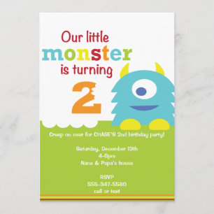Petit Monster Invitation d'anniversaire - 2e anniv