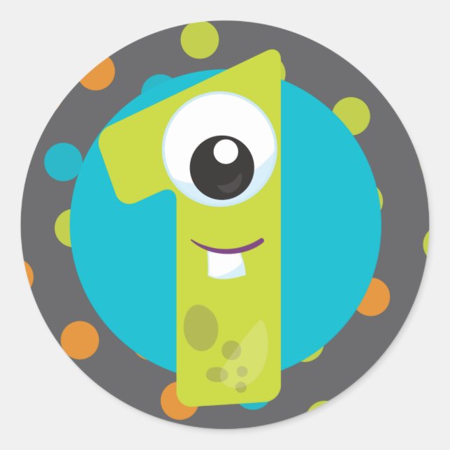 Petit Monster premier anniversaire un autocollant (Devant)