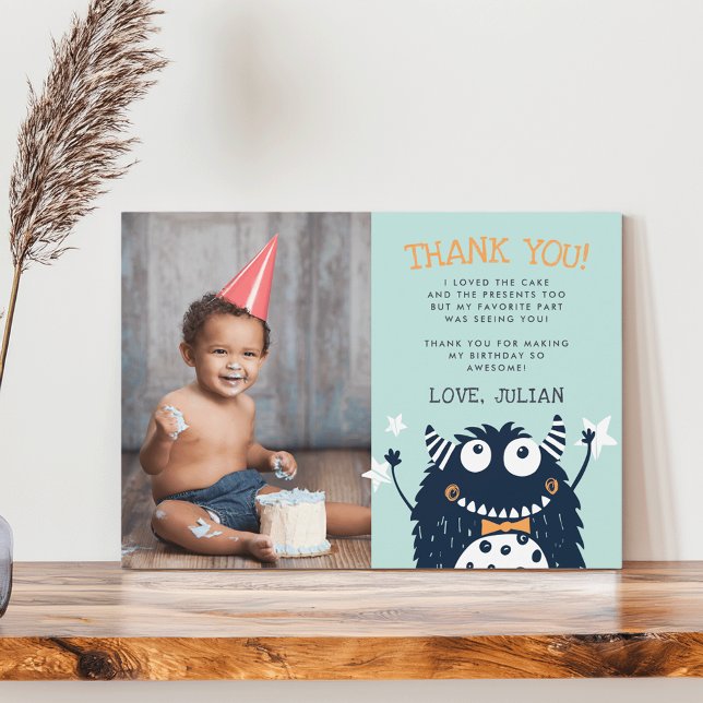 Petit Monstre | Carte Photo Merci à plat (Créateur téléchargé)