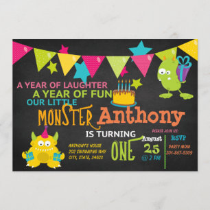Petit Monstre Un Anniversaire Invitation