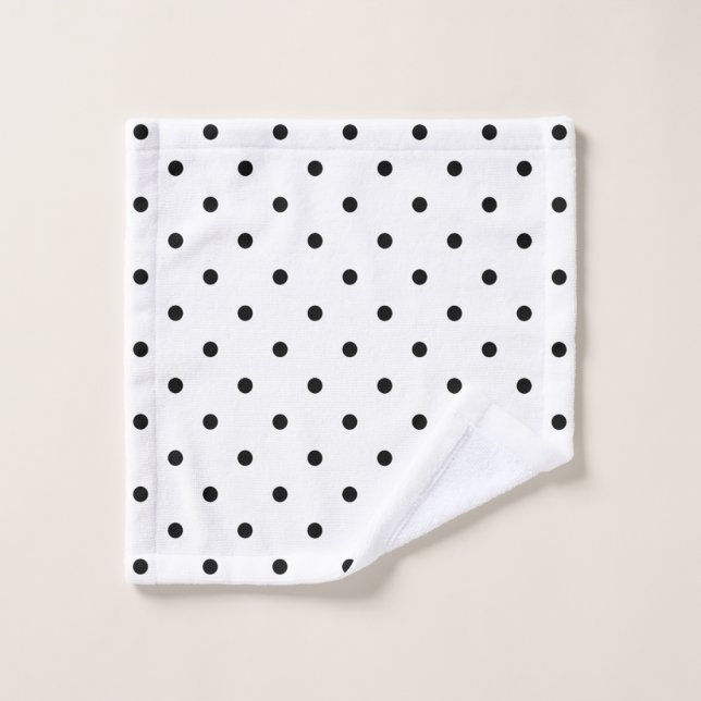 Petit motif de pois : Noir et blanc (Gant de toilette)