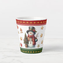 Petit mug à latte avec bonhomme de neige et biscui