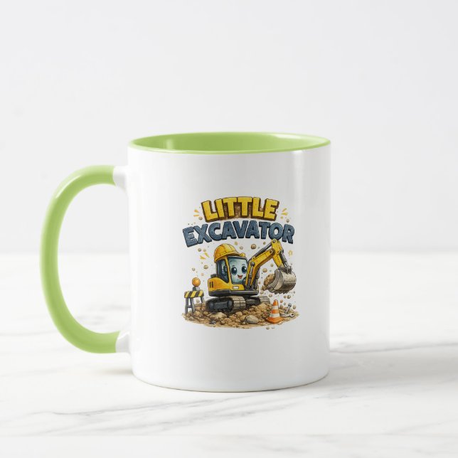 Petit Mug Excavatrice Mignonne de Construction (Gauche)