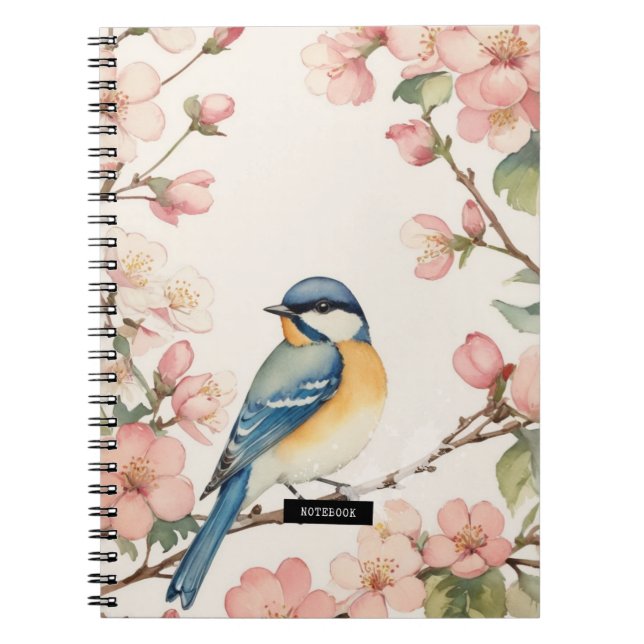 Petit oiseau bleu Vintage | Journal carnet (Devant)