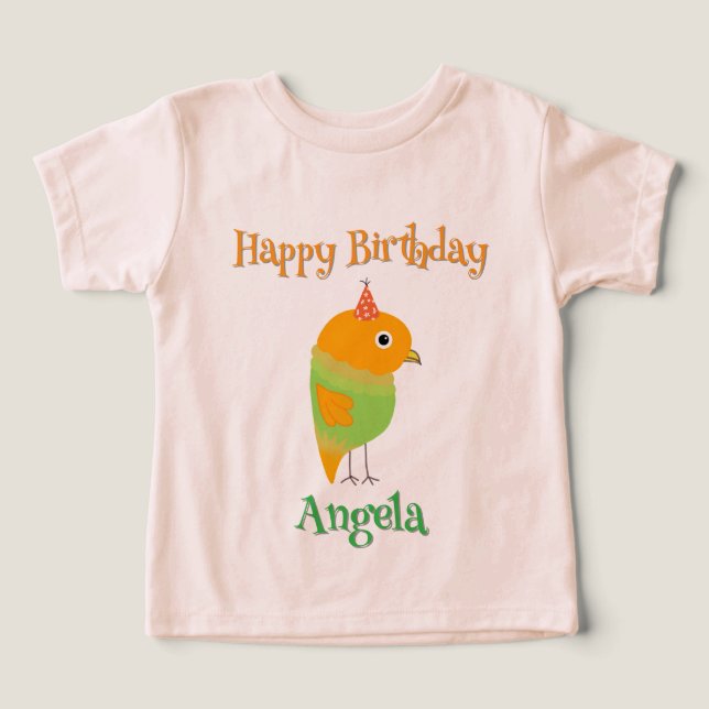 Petit Oiseau Joyeux Anniversaire T-shirt fille-cad (Design Recto)