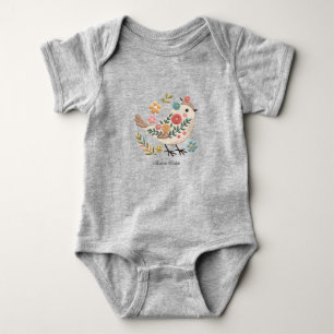 Petit Oiseau Quitte Fleurs Rose Body Bébé