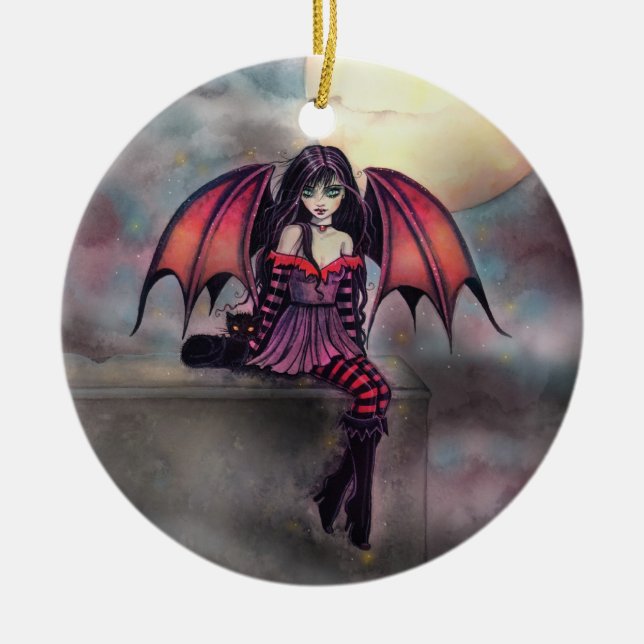 Petit ornement de Halloween de fée vampire gothiqu (Devant)