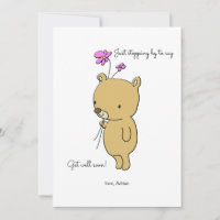 Petit Ours Avec Fleur Carte De Bien-Être