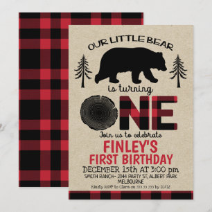 Petit Ours de bûcheron 1er Invitation anniversaire
