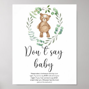 Petit ours en peluche Ne dites pas Poster bébé