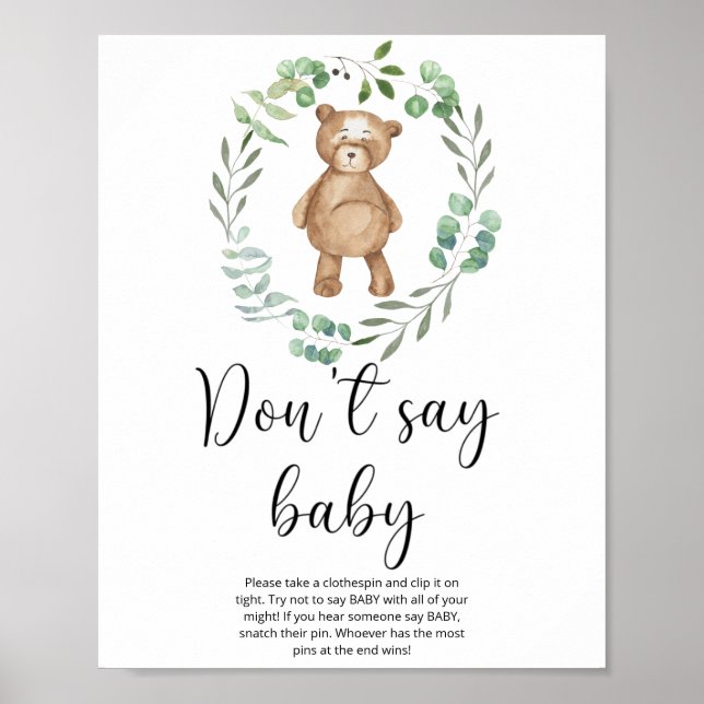 Petit ours en peluche N'écrivez pas bébé  Affiche (Devant)