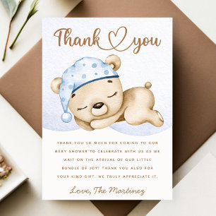 Petit ours garçon baby shower carte de remerciemen