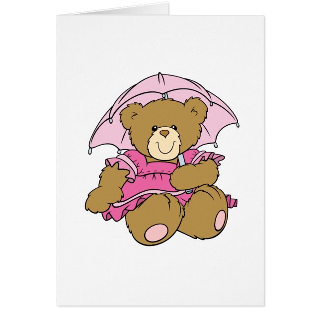 Petit Ours mignon avec parapluie rose (Devant)