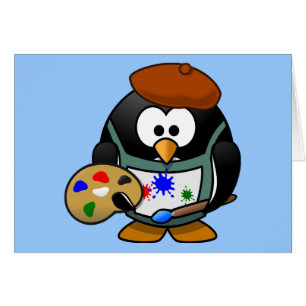 Petit pingouin animated mignon de peintre