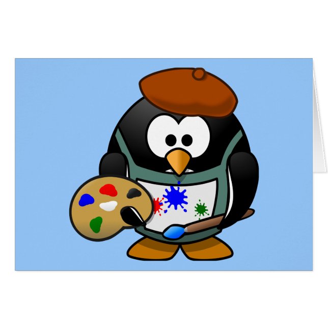 Petit pingouin animated mignon de peintre (Devant horizontal)