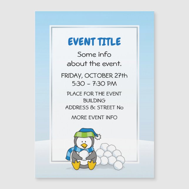 Petit pingouin assis avec des boules de neige (Devant)