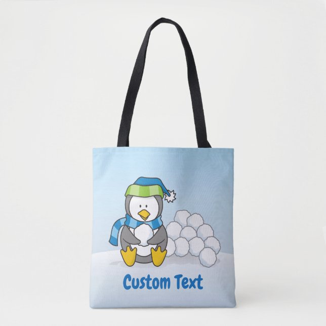 Petit pingouin assis avec des boules de neige sac  (Devant)